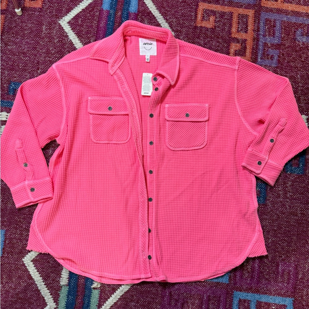 American Eagle Outfitters waffle knit Button Down Shirt